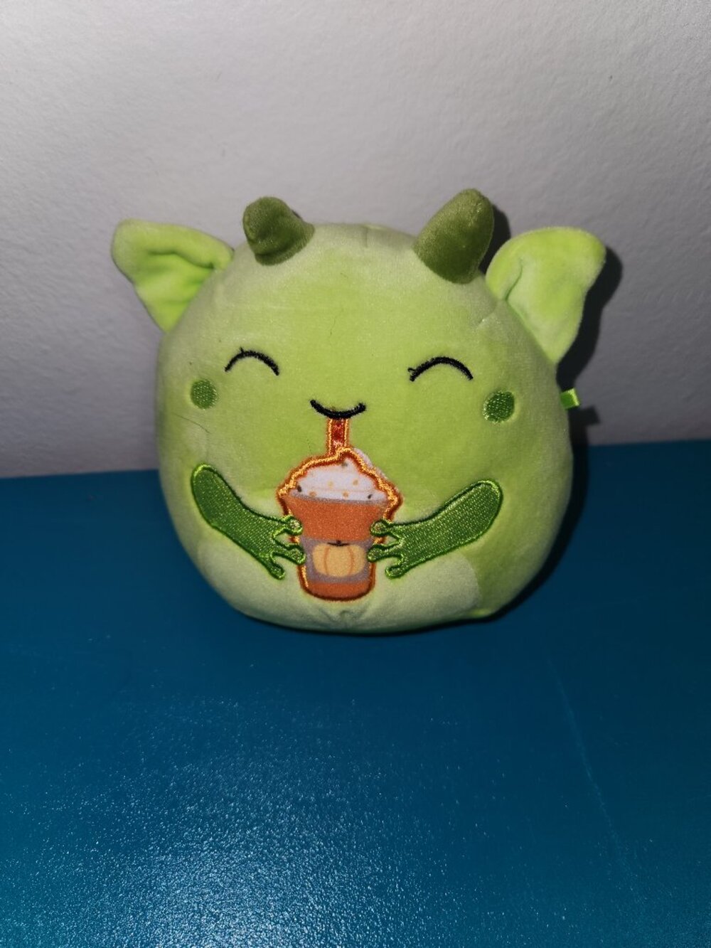 Squishmallows Fitzy Green Goblin Pumpkin Spice Plush Halloween Fall 5"